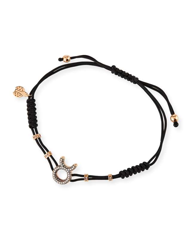 18k Pink Gold Diamond Taurus Pull-Cord Bracelet